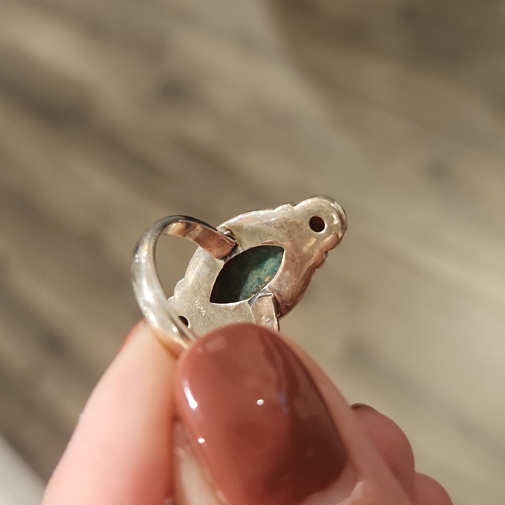 NEW Genuine Sterling Silver & Copper Teal Turquoise Ring - Picture 4 of 4